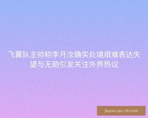 飞翼队主帅称李月汝确实处境艰难表达失望与无助引发关注外界热议